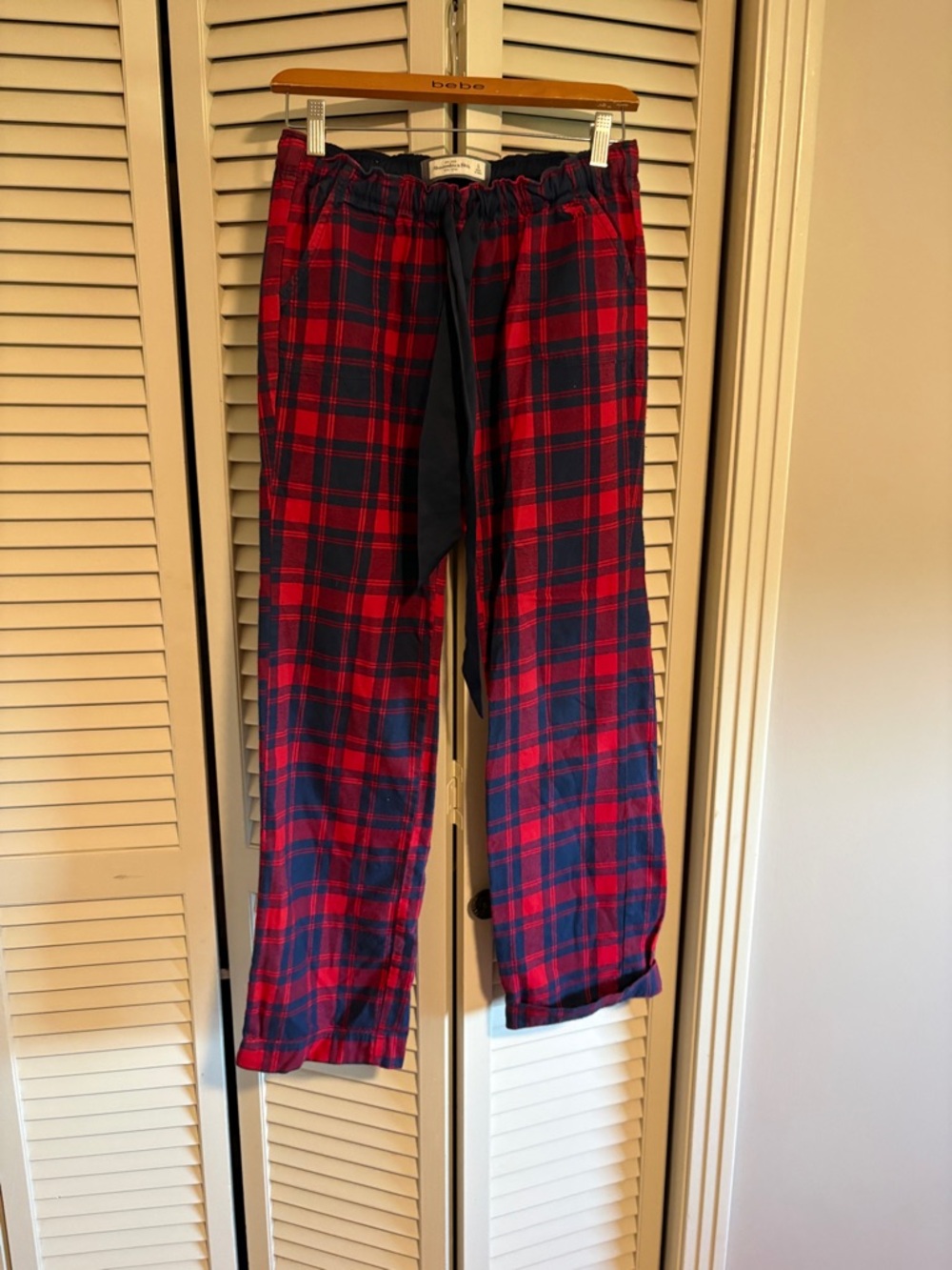 Abercrombie & Fitch Red and Navy Plaid Pajama Pants